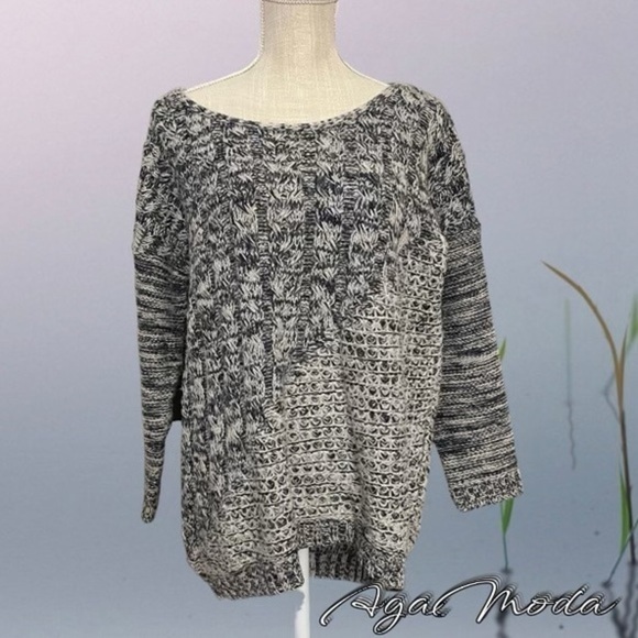 Lucky Brand Melange Boxy Two Textures Cozy Sweater - Picture 1 of 14